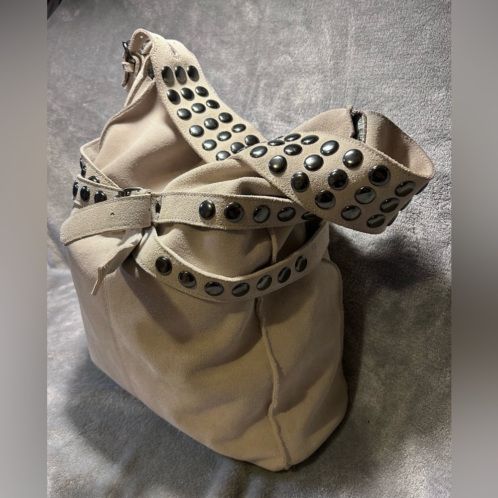 Twiggy London Studded Suede Slouchy Large Hobo - Picture 4 of 10